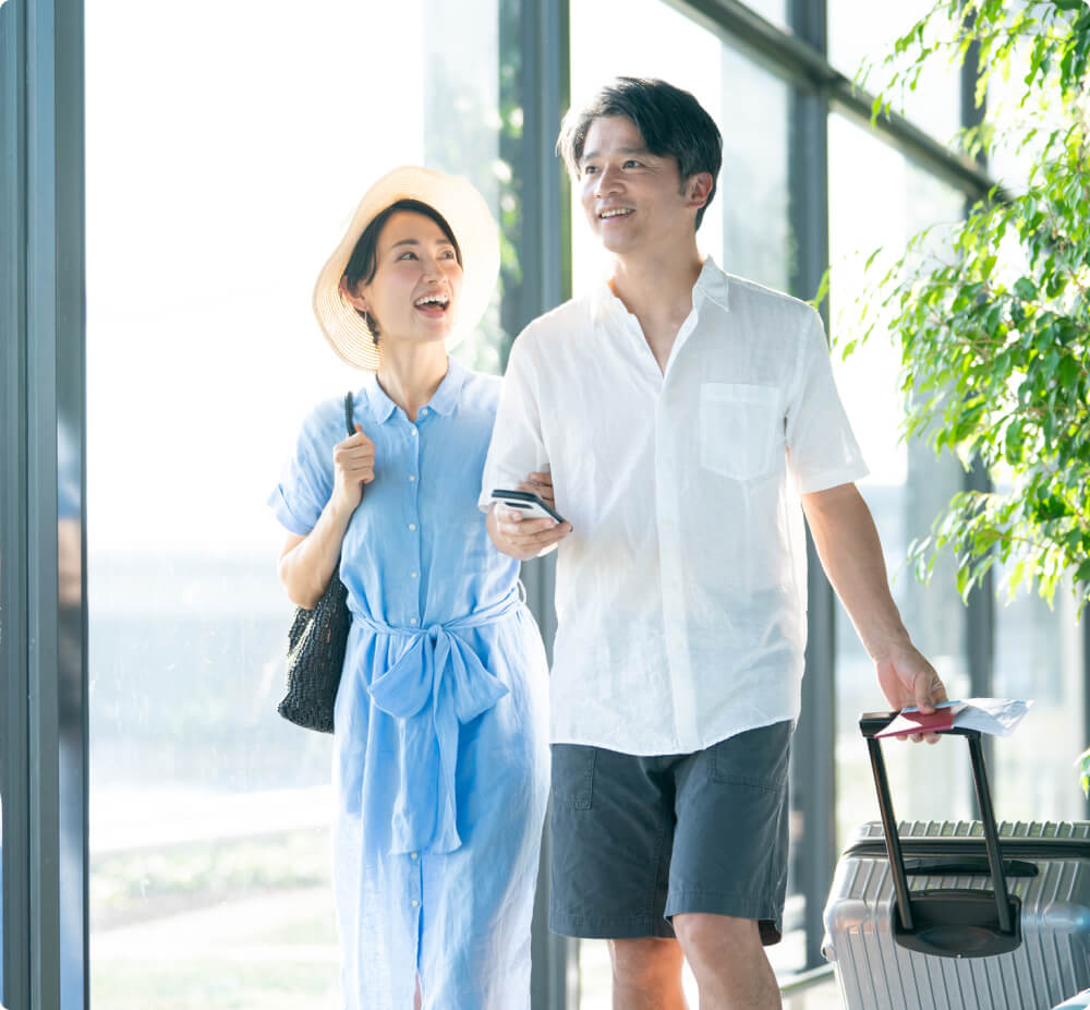 旅行中の夫婦